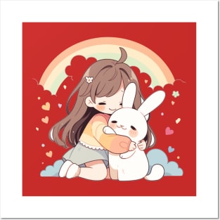 girl rabbit Posters and Art